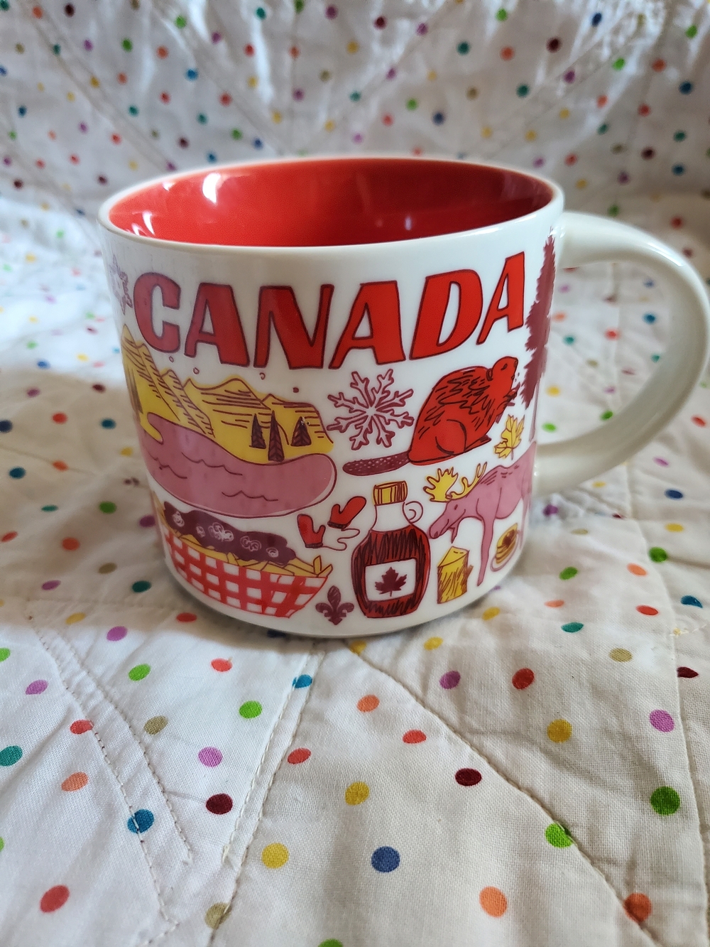 Starbucks Been There Series Canada Mug in Red and White with Pink Accents